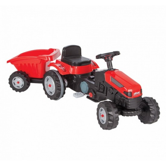 Автомобиль педальный PILSAN Tractor с прицепом Red/Красный
