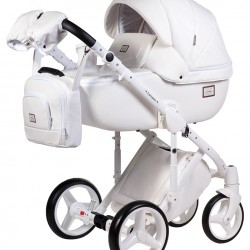 Коляска Adamex Luciano deluxe 2в1 Q107 белая кожа
