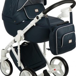 Коляска Adamex Luciano deluxe 2в1 V203 синяя кожа