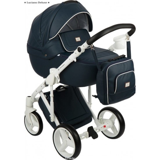 Коляска Adamex Luciano deluxe 2в1 V203 синяя кожа