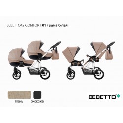Детская коляска для двойни 2 в 1 Bebetto42 Сomfort 01 рама белая