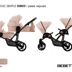 Детская коляска для двойни 2 в 1 Bebetto42 SIMPLE SIM05 рама черная