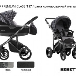 Детская коляска 2 в 1 Bebetto Bresso Premium Class экокожа/ткань T17 рама хромированный металлик 