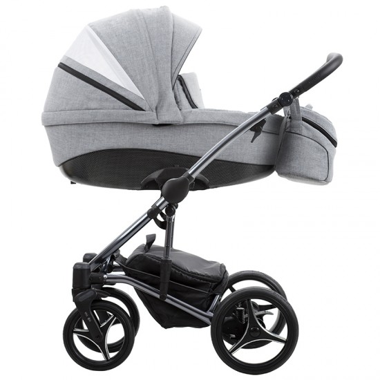 Детская коляска 2 в 1 Bebetto Tito Premium Class DARK 2020 03 рама хромированный металлик 