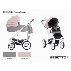 Детская коляска 2 в 1 Bebetto Torino экокожа/ткань 04 рама белая