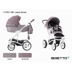 Детская коляска 2 в 1 Bebetto Torino экокожа/ткань 06 рама белая
