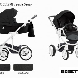 Детская коляска 2 в 1 Bebetto Torino 2019 экокожа/ткань 08 рама белая