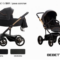 Детская коляска 2 в 1 Bebetto Torino Si экокожа/ткань SI01 рама золотая