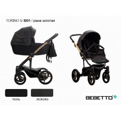 Детская коляска 2 в 1 Bebetto Torino Si экокожа/ткань SI01 рама золотая