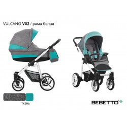 Детская коляска 2 в 1 Bebetto Vulcano экокожа/ткань V02 рама белая