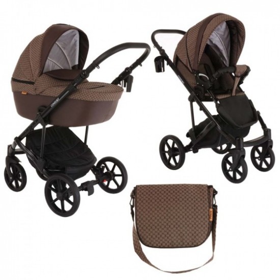 Коляска 2 в 1 PITUSO CONFORT GUCCI+Кожа Темно-коричневый