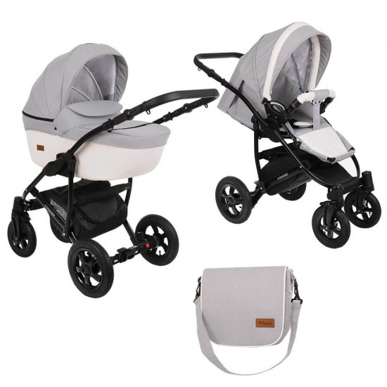Коляска 2 в 1 PITUSO CONFORT Серый/Кожа Белый