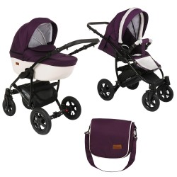 Коляска 2 в 1 PITUSO CONFORT Темно/фиолетовый/Кожа Белый