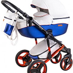 Детская универсальная коляска Ray Ultra Red 2 в 1 1 белая кожа/синий