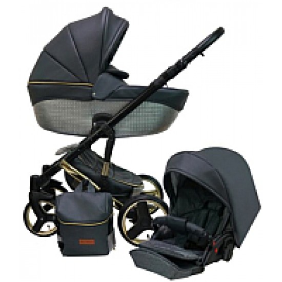 Детская универсальная коляска Ray Ultra Gold 2в1 34 графит кожа/серебристый