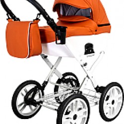 Детская универсальная коляска Ray Corsa Eco Classic 2 в 1 24/оранжевый/белый/кожа