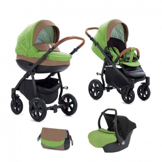 Коляска TUTIS 3 в 1 TAPU Коричневый/Киви Черная рама