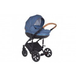 Коляска TUTIS 2 в 1 MIMI STYLE Деним/Сине/черный узор/кожа Коричневая