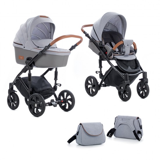 Коляска TUTIS 2 в 1 VIVA LIFE Серебристо серый Кожа Серый
