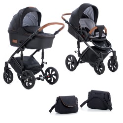 Коляска TUTIS 2 в 1 VIVA LIFE Черный муар/Кожа Антрацит