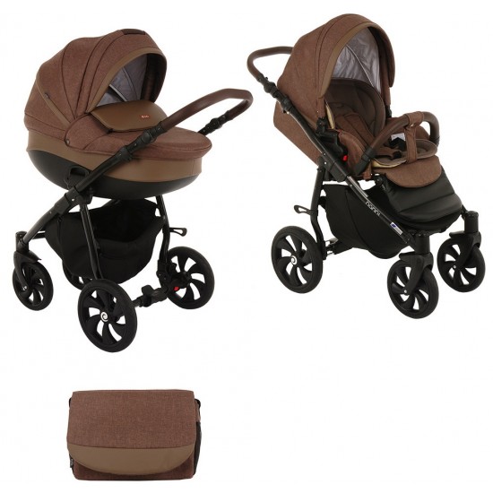 Коляска TUTIS 2 в 1 NANNI Тем.Коричневый/Кожа Тем.Коричневый
