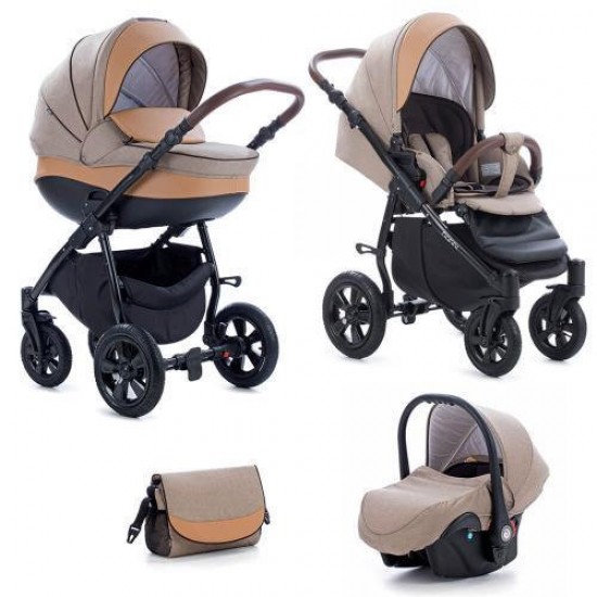 Коляска TUTIS 3 в 1 NANNI Песочный кожа Беж