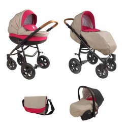 Коляска TUTIS 3 в1 TAPU Капучино/Малиновый Черная рама