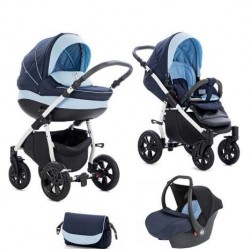 Коляска TUTIS 3 в 1 TAPU Синий/Голубой Белая рама
