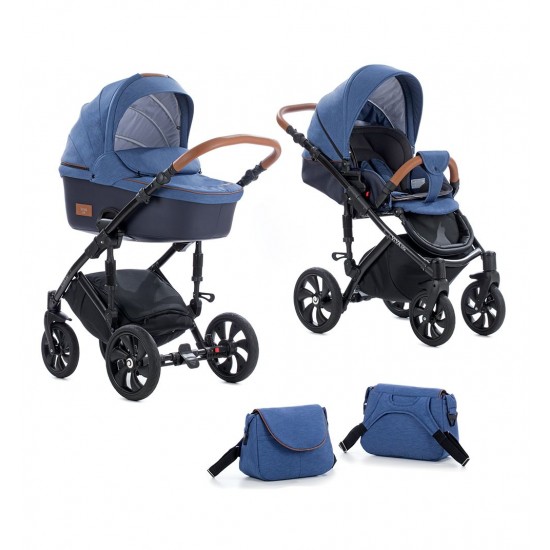 Коляска TUTIS 2 в 1 VIVA LIFE Деним Кожа Темно-синий