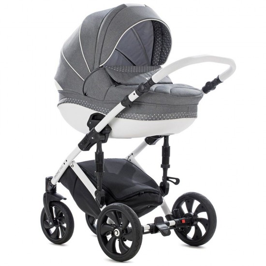 Коляска TUTIS 2 в 1 MIMI STYLE БЕЛАЯ РАМА WHITE DOT