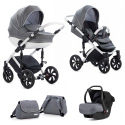 Коляска TUTIS 3 в 1 MIMI STYLE БЕЛАЯ РАМА WHITE DOT