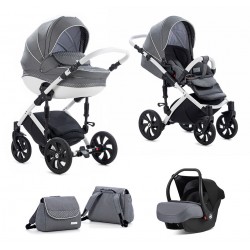 Коляска TUTIS 3 в 1 MIMI STYLE БЕЛАЯ РАМА WHITE DOT