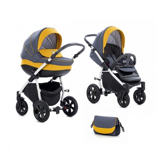 Коляска TUTIS 3 в 1 TAPU Серый/Оливковый Горчица