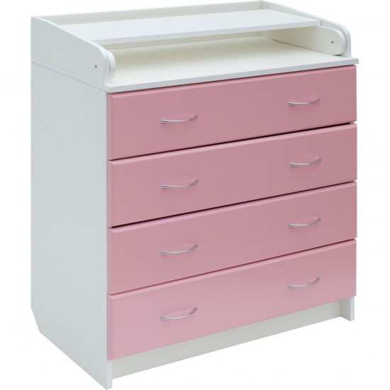 Комод пеленальный Bambini бело/розовый В01.10.01