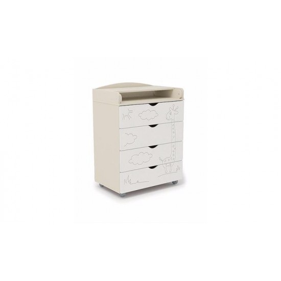Комод СКВ 700261 (ЖИРАФ, 4 ящика, колеса, цвет белый)