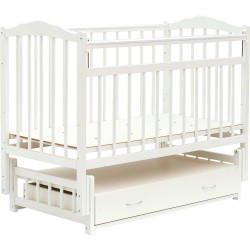 Кроватка Bambini маятник с ящиком белая М 01.10.10