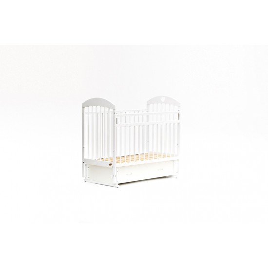 Кроватка Bambini Comfort маятник/ящик белая М 01.10.19 Сердечко 