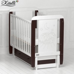 Кроватка Kitelli Micio с продольным маятником белый с венге