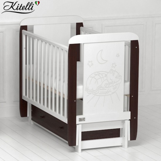 Кроватка Kitelli Micio с продольным маятником белый с венге