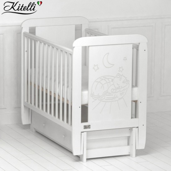 Кроватка Kitelli Micio с продольным маятником белый