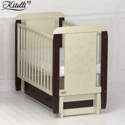 Кроватка Kitelli Micio с продольным маятником бежевый с венге