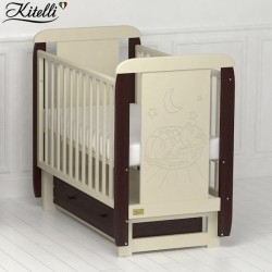 Кроватка Kitelli Micio с поперечным маятником бежевый с венге