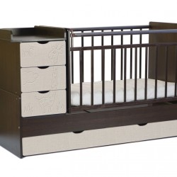 Кровать детская СКВ 540038-212 цвет венге/серый текстиль/жираф 