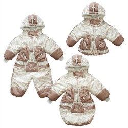 Конверт комбинезон трансформер LITTLE PEOPLE ЗИМУШКА ПРИНТ Мех Бежевый ЗИМА