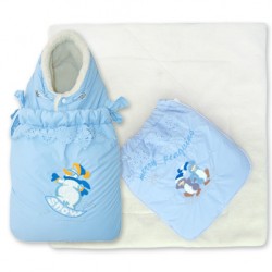 Конверт трансформер LITTLE PEOPLE КОКОН меховой голубой ЗИМА