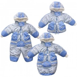 Конверт комбинезон трансформер LITTLE PEOPLE ЗИМУШКА ПРИНТ Мех Голубой ЗИМА
