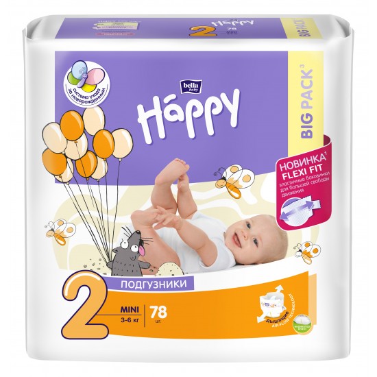 Подгузники Bella Baby Happy Mini Air 3-6кг (78шт)