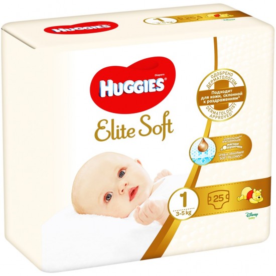 Подгузники Huggies Elite Soft 1 25шт (3-5 кг)