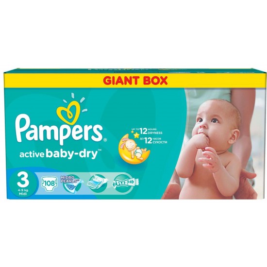 Подгузники Pampers Active Baby-Dry 3 Midi 108шт (6-10кг)