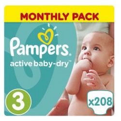 Подгузники Pampers Active Baby-Dry 3 Midi 208шт (6-10кг)